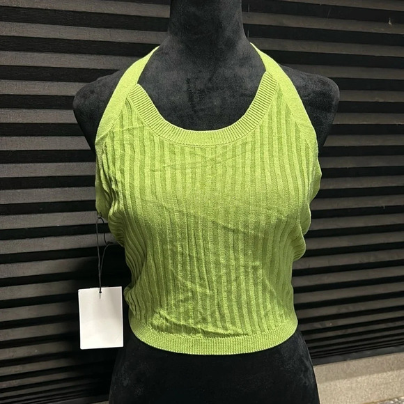 Callahan Knitwear Women’s Greta Ribbed‎ Tie Neck Halter w Open Back SZ Large NWT - Picture 3 of 9